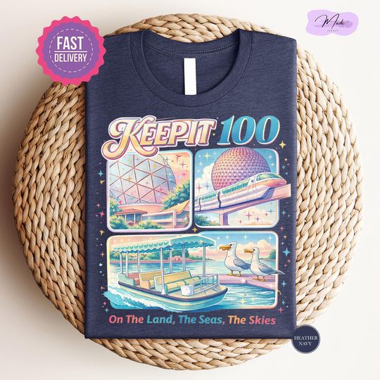 Discover Keep It 100 Shirt, The Land The Seas The Skies WDW Tshirt, Retro Magic Kingdom Theme Park Tee, WDW Family Trip Gift, Disney Vacay Shirts