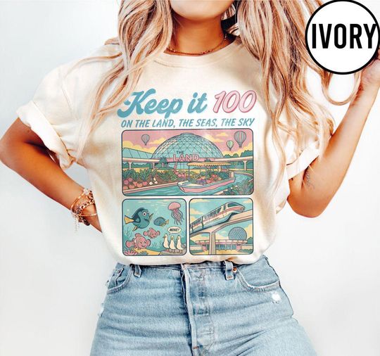 Discover Vintage Epcot Inspired Shirt, Keep It 100 Theme Park Tee, Retro The Land Shirt, Matching Disney Family Vacation
