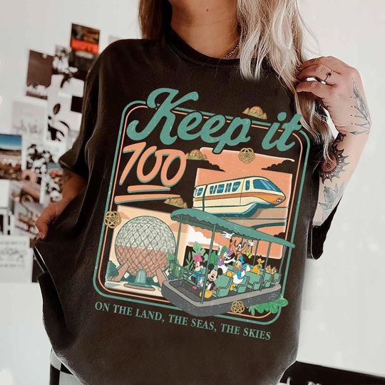 Discover Keep It 100 On The Land Seas The Skies Shirt, Disney World Trip Shirt, Mickey and Friends Shirt, Disneyland Trip Shirt, Disney Boat Seagull