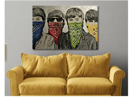 Discover Banksy Beatles Graffiti Canvas Wall Art