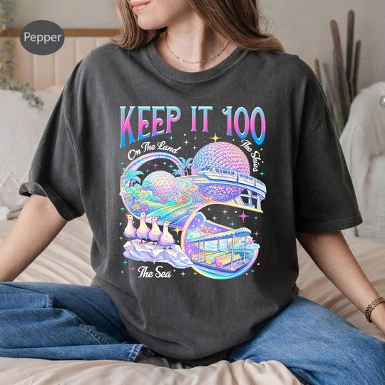 Discover Epcot Inspired T-Shirt, Keep It 100 Theme Park Tee, Retro The Land Shirt, Matching Family Vacation