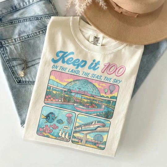 Discover Retro Keep It 100 Shirt, Keep It 100 Theme Park Tee, Retro The Land Shirt, Matching Family Vacation Shirt, Magic Kingdom Tee, Disney Trip