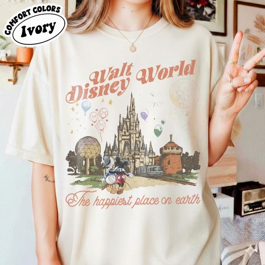 Discover Classic Mickey Disney World Graphic Shirt, Retro Disney Park Tee, The Happiest Place On Earth Shirt, Disney Travel Family Tee