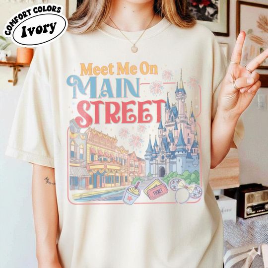 Discover Meet Me On Main Street Disney Shirt, Magic Kingdom Castle Tee, Disney World Park Shirt, Disney Trip Graphic Tee