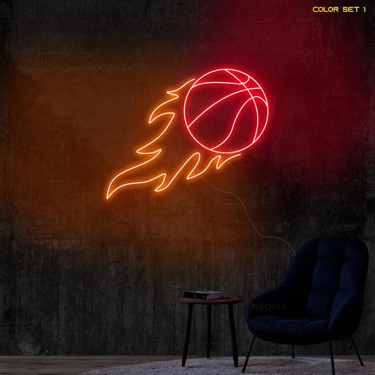 Discover Flaming Basketball LED Neon Sign: Sports Wall Art