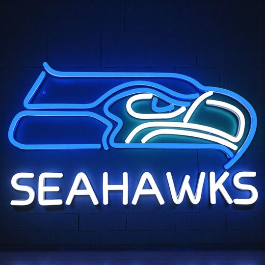 Seattle Seahawks Neon LED Sign   Sports Bar Wall Light, Man Cave Decor