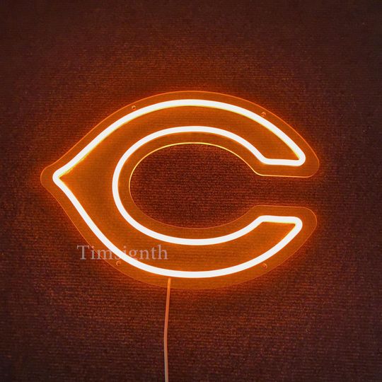Discover Chicago Bears C LED Neon Sign, Football Team Wall Art