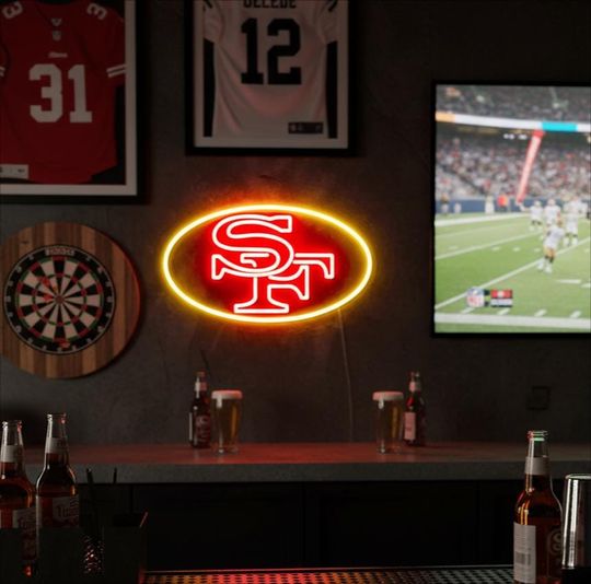Discover football San Francisco 49ers LED Light Sign, Custom Sport Bar Room LED Sign, Home Bar Wall Decor Gift