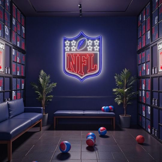 Discover Football Shield Neon Sign |LED Wall Light for Game Rooms, Sports Bars & Man Caves | Pro-Inspired Illuminated Sports Decor Gift neon led sign