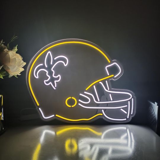 Discover New Orleans Saints Helmet LED Light - Football Team Sign, Man Cave Decor, Desktop Neon Gift for Fans