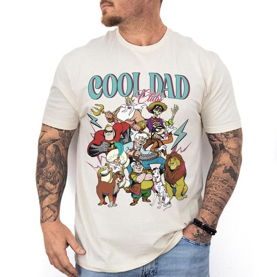 Discover Retro Disney Cool Dad Clubs T-Shirt, Fathers Day Disney World Dad Shirt, Disney Dad Characters Tee, Best Dad Ever, Funny Daddy Son Gift