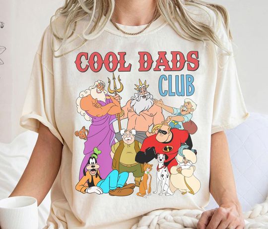Discover Retro 90s Disney Cool Dad Clubs T-Shirt, Crop Top, Funny Daddy Son Gift, Best Dad Ever, Goofy Mufasa King Triton, Family Trip Shirt