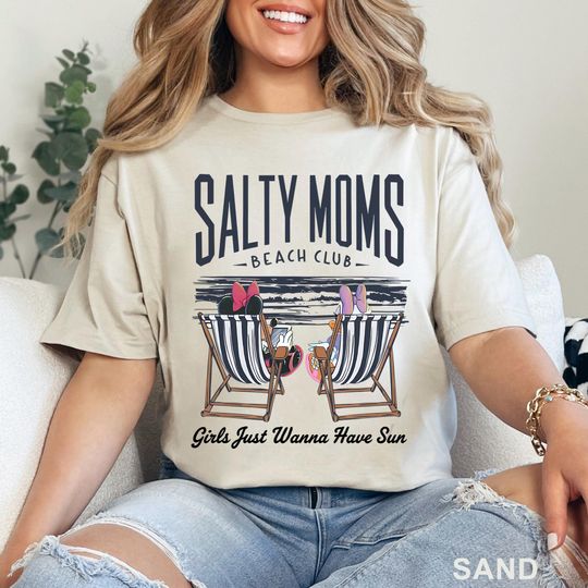Discover Disney Salty Moms Beach Club T-Shirt Minnie & Daisy Summer Moms Group T-Shirt Disney Mom Just Wanna Have Sun Vacation Shirt 374152