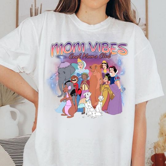 Discover Disney Mom Vibes Shirt, Cool Moms Club Tee, Vintage Disneyland Style Mama Outfit, Magical Theme Park Family Vacation Gift
