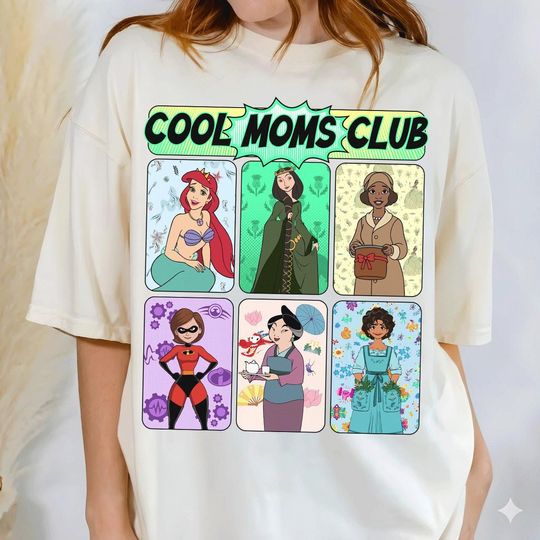 Disney Cool Moms Club Shirt, Disney Merida Lilo Elsa Princess Tee, Pixar Vilolet Par Moms T-Shirt, Gift for Mom, Family trip