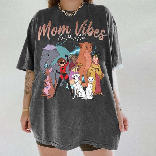 Discover Vintage Disney Mom Vibes Shirt, Mother Day Gift for Mom, Queen Sarabi Perdita Kanga Mrs Jumbo Portrait, Vintage Tee