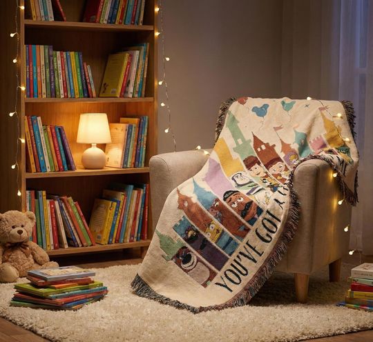 Disney Toy Story Woven Blanket, You've Got a Friend in Me Tapestry, Woody Buzz Lightyear Throw, Vintage Pixar Nursery Decor