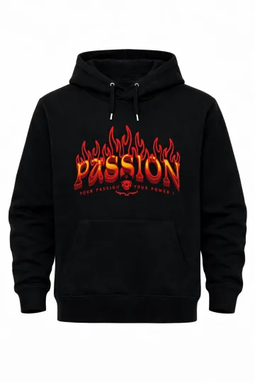 Discover PASSION Flame Hoodie - Premium Streetwear Graphic Hoodie