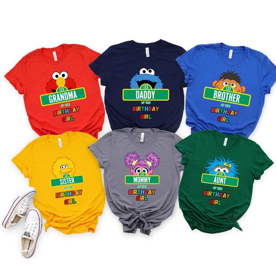 Sesame Street Birthday Shirts  Elmo Cookie Monster Abby Tee  Mommy of the Birthday Girl  Family Matching Birthday Outfit  Custom Name