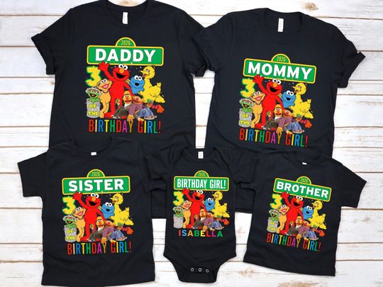 Discover Custom Sesame St. Character Family Birthday Shirts, Personalized Street Family Birthday T-Shirt, Custom Toddler tee Party Outfit for Family