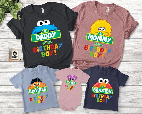 Character Birthday Family matching Shirts, theme Birthday Custom Family Tee, Personalized Family Tees for Birthday