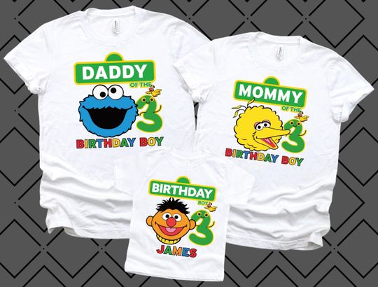 Sesame Street Birthday Family Custom Shirt, Sesame Street Custom Birthday T- Shirt, Personalized Toddler tee, Family Matching Birthday tee