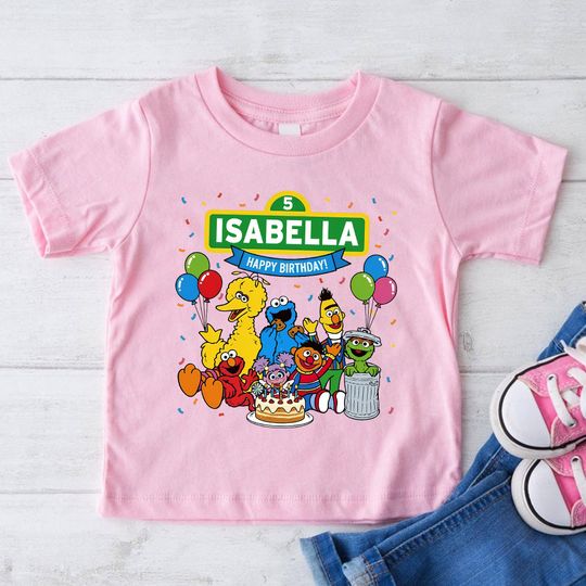 Elmo Character Birthday Sesame Street Shirts, theme Birthday Custom Family Tee, Personalized Toddler Birthday t-shirt, Gift For Son Daughter