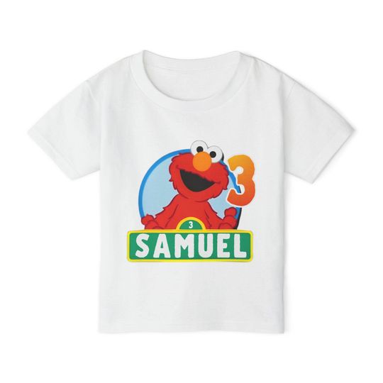 Sesame Street Birthday Shirt for Kids, Custom Name and Age Tees with Elmo, Personalized Birthday Outfit for Toddlers