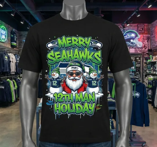Discover Seattle Seahawks Christmas Holiday T-Shirt, Football Team Tee