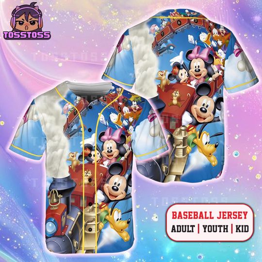 Discover Cartoon Train Baseball Jersey, Cute Character Baseball Shirt, Colorful Unisex Jersey, Fan Gift