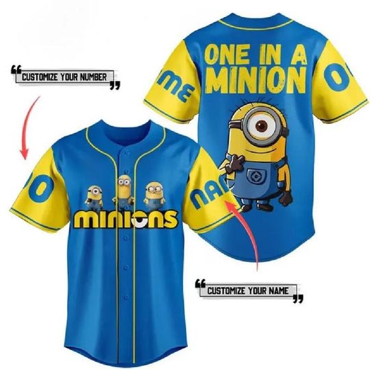 Discover Custom Minions Baseball Jersey  One in a Minions Gift for Fans, Custom Baseball Jersey, Gift For Friend, Christmas Gift