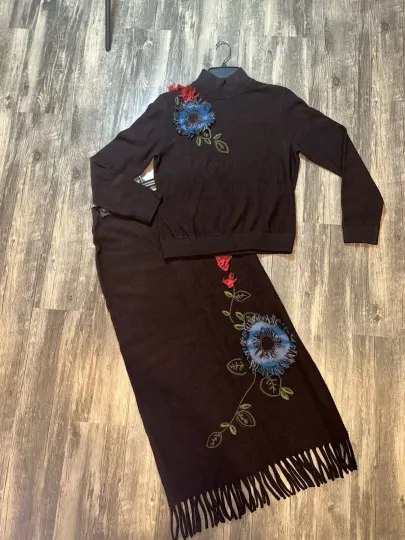 Discover Teri Jon by Rickie Freeman 100% Merino Wool Knitwear Set – (M/L)