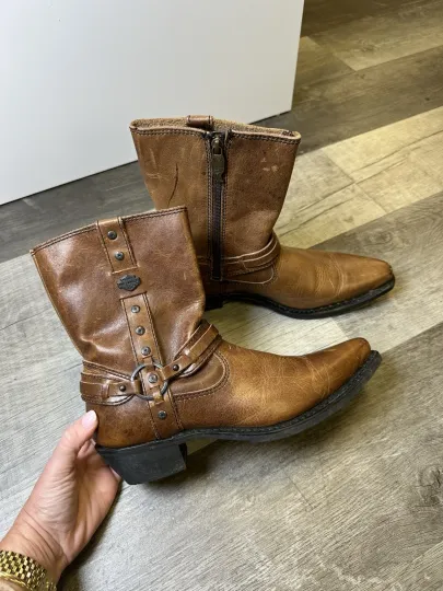 Discover H davidson Brown Leather Harness Boots Motorcycle Riding Boots Women’s Sz 8