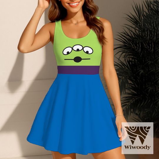 Discover Alien Little Green Toy Story Skater Dress, Disney Pixar Dress, Disneyland Party Outfit