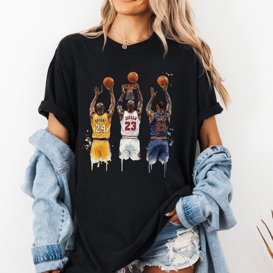 Discover Retro Basketball Legends T-Shirt, Kobe Bryant, Michael Jordan, LeBron James Tee, 90s 2000s Basketball