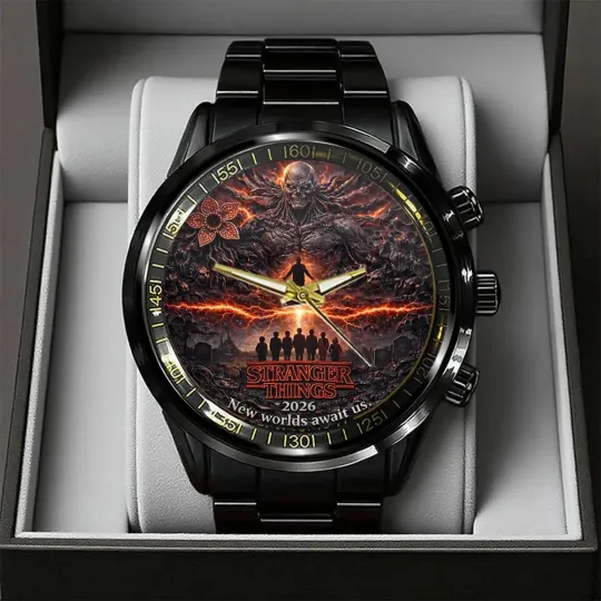 Stranger Things Black Stainless Steel Band Watch