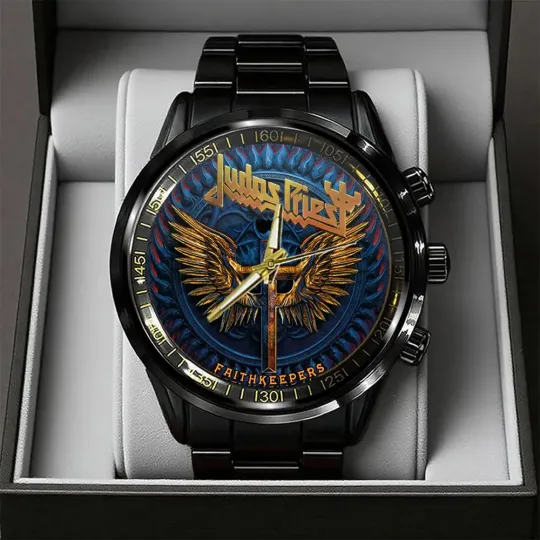 Discover Judas Priest Black Stainless Steel Watch Calendar Band Jewelry