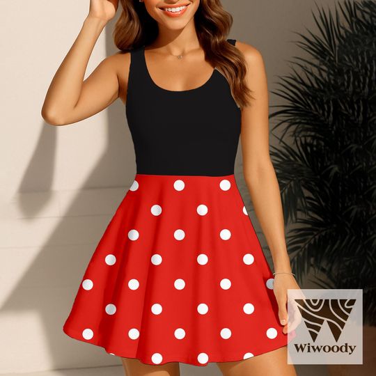 Minnie Polka Dot Skater Dress, Minnie Mouse Skater Dress, Disneyland Outffit