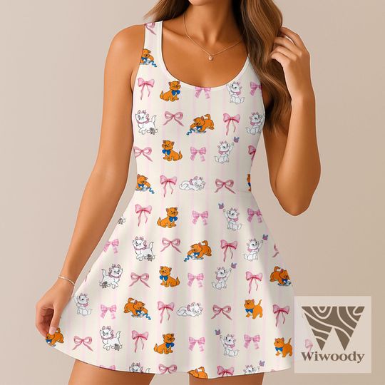 Aristocats Marie Toulouse Coquette Bow Skater Dress, Disney Dress, Disneyland Christmas Party Outfit