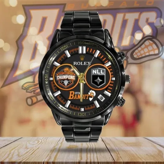 Buffalo Bandits Black Stainless Steel Calendar Watch