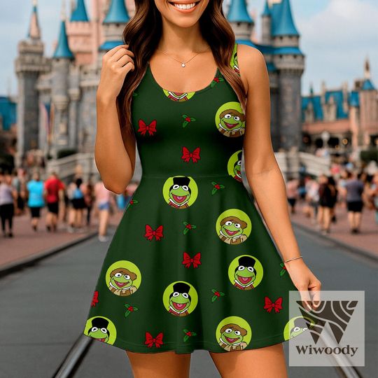 The Muppet Christmas Carol Kermit Frog Skater Dress, Very Merry Christmas Dress, Disneyland Christmas Party Outfit