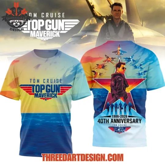 Discover Tom Cruise Top Gun Maverick 40th Anniversary 3D T-Shirt