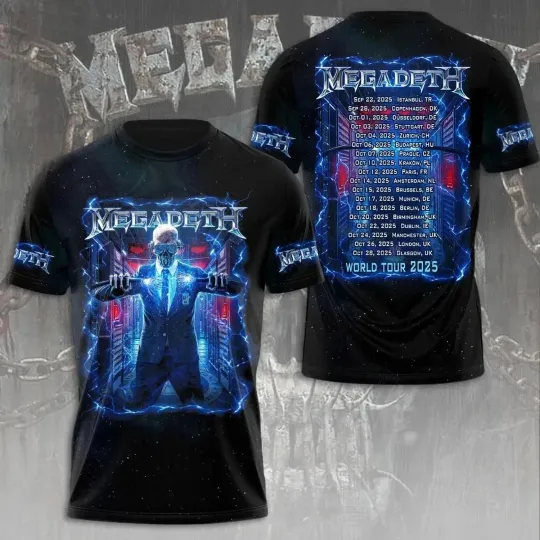 Discover Megadeth Rock Band World Tour 2025 3D T Shirt