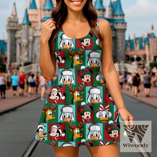 Discover Mickey Minnie Donald Pluto Reindeer Xmas Costume Skater Dress, Very Merry Christmas Dress, Disneyland  Christmas  Party 2025 Outfit