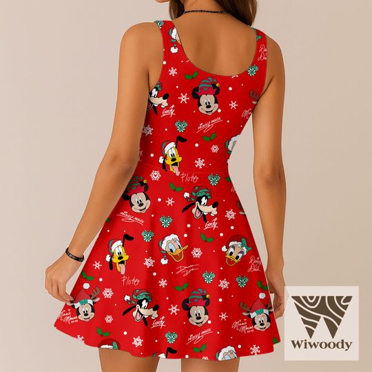 Discover Mickey Minnie Pluto Goofy Donald Santa Reindeer Skater Dress, Very Merry Christmas Dress, Disneyland  Christmas  Party 2025 Outfit