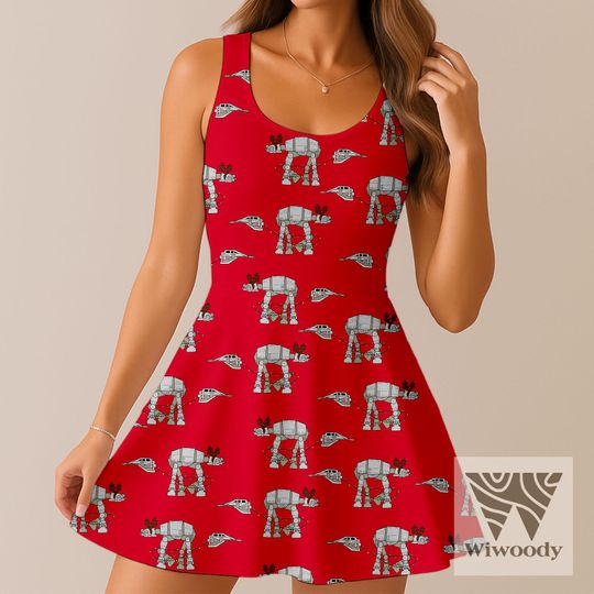 Discover Star Wars AT-AT Droid Dashing Through Snow Skater Dress, Very Merry Christmas Dress, Disneyland  Christmas  Party 2025 Outfit