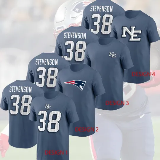 Discover Rhamondre Stevenson #38 New England Patriots 2025/26 Player Name & Number