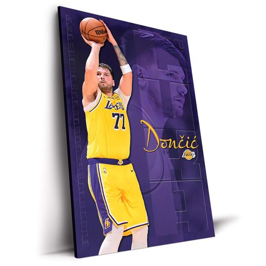 Luka Doncic Lakers Paper Poster Print, NBA Sports Home Decor