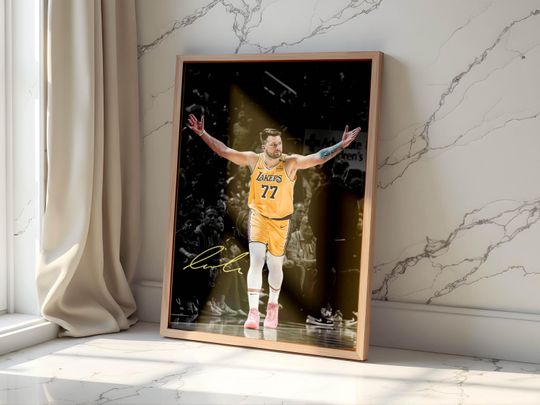 Luka Doncic Poster, NBA basketball Superstar Wall Art, Elite Athlete Sports Print, Iconic Athlete Artwork for Game Room & Office