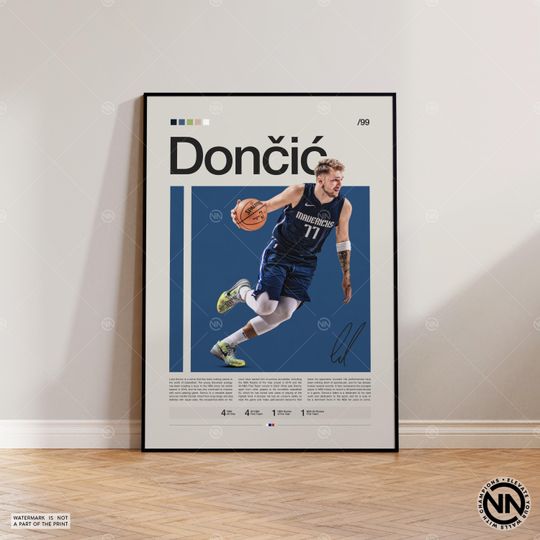 Discover Luka Doni Poster, Dallas Mavericks Print, NBA Poster, Sports Poster, Mid Century Modern, NBA Fans, Basketball Gift, Sports Bedroom Posters